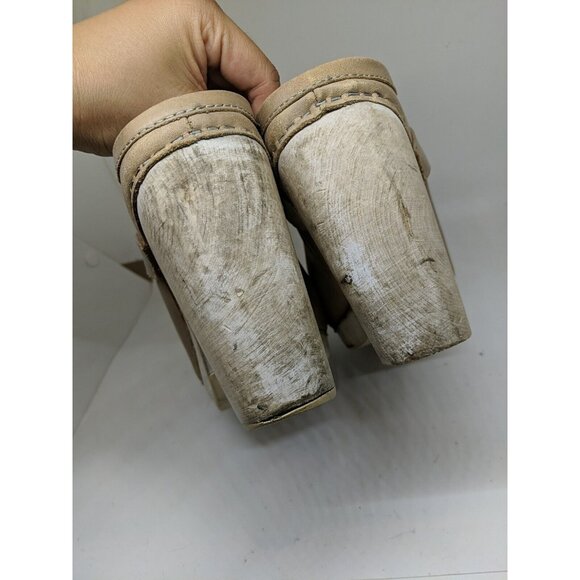 Jeffery Campbell Women's Wooden Clogs Heels Beige Size 8 FLAWED READ - Picture 9 of 12